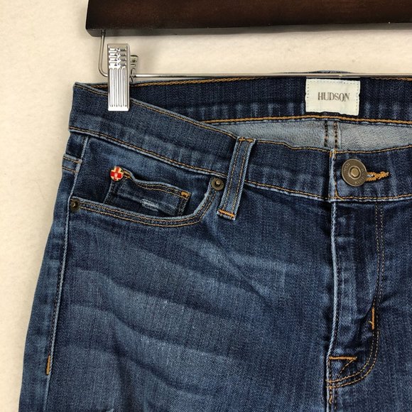 Hudson Women's Size 29 Colette Mid Rise Skinny Crue Blue Distressed Denim Jeans - Picture 9 of 13